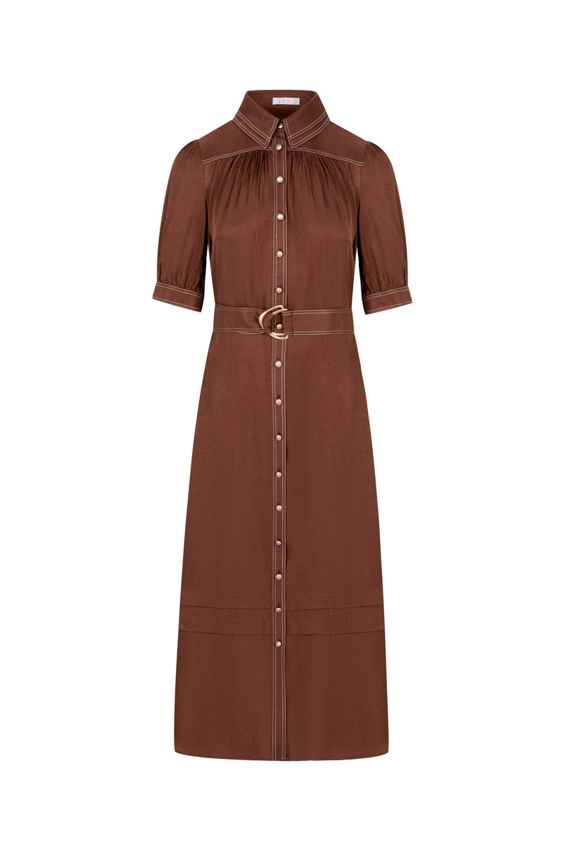 celine brown dress Women's Celine Cape V-Neck Fleece Mini Dress S/M/L Golden Brown MEAN BLVD L / Golden Brown