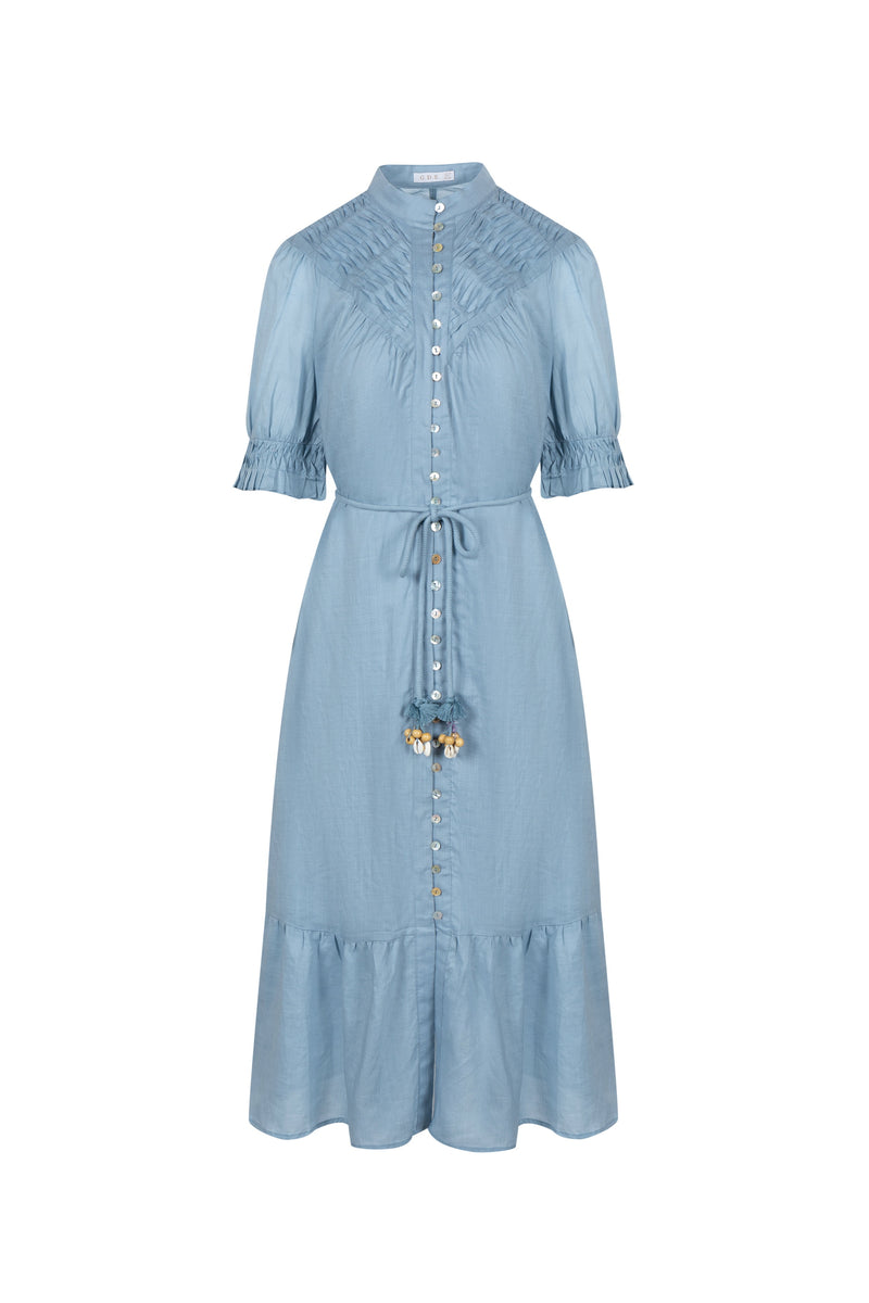 colette linen dress – GDS WHOLESALE Homecoming Dresses 2026 | breathable viscose linen marigold Color:Laurel Wreath