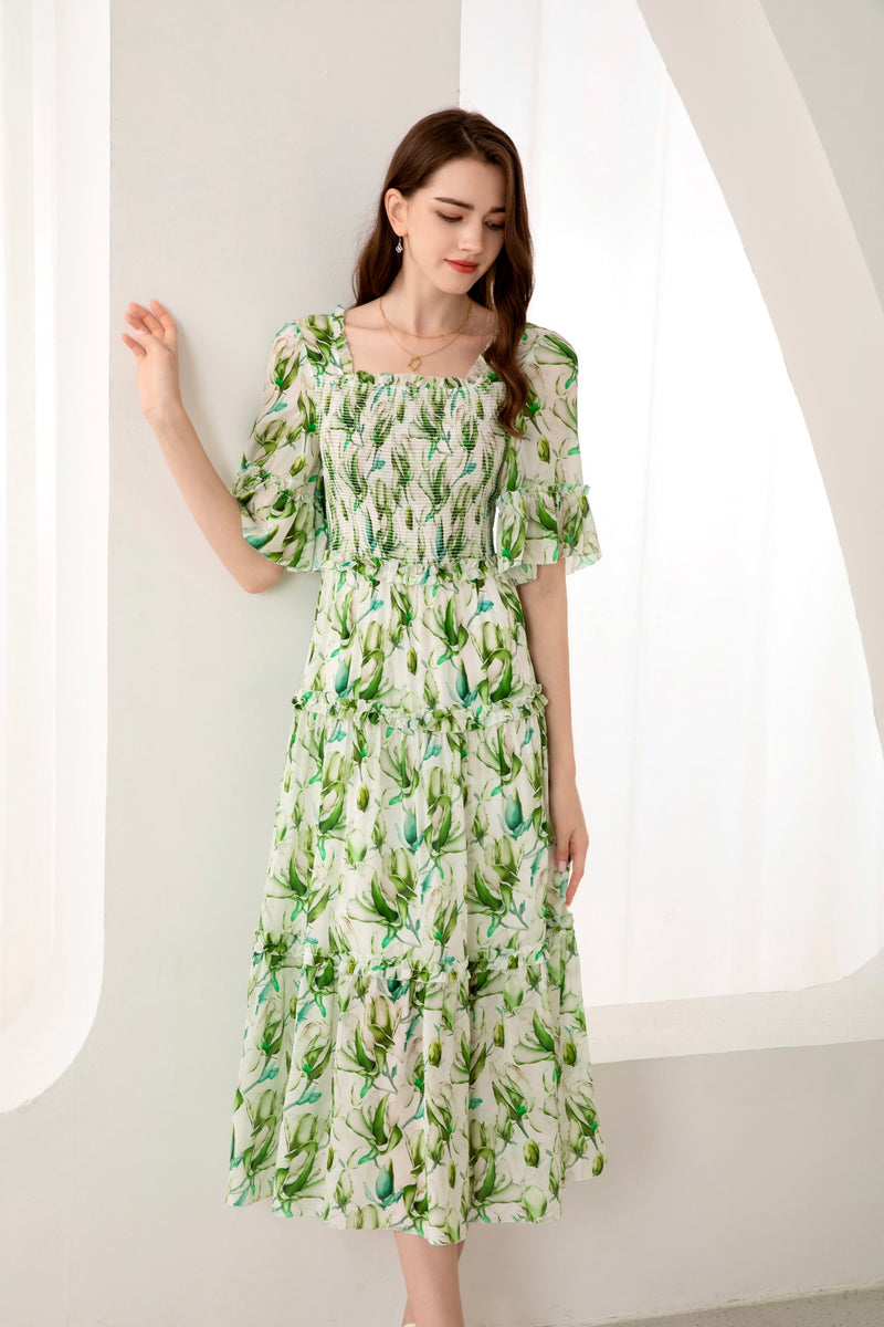 RISETTE SILK LONG DRESS
