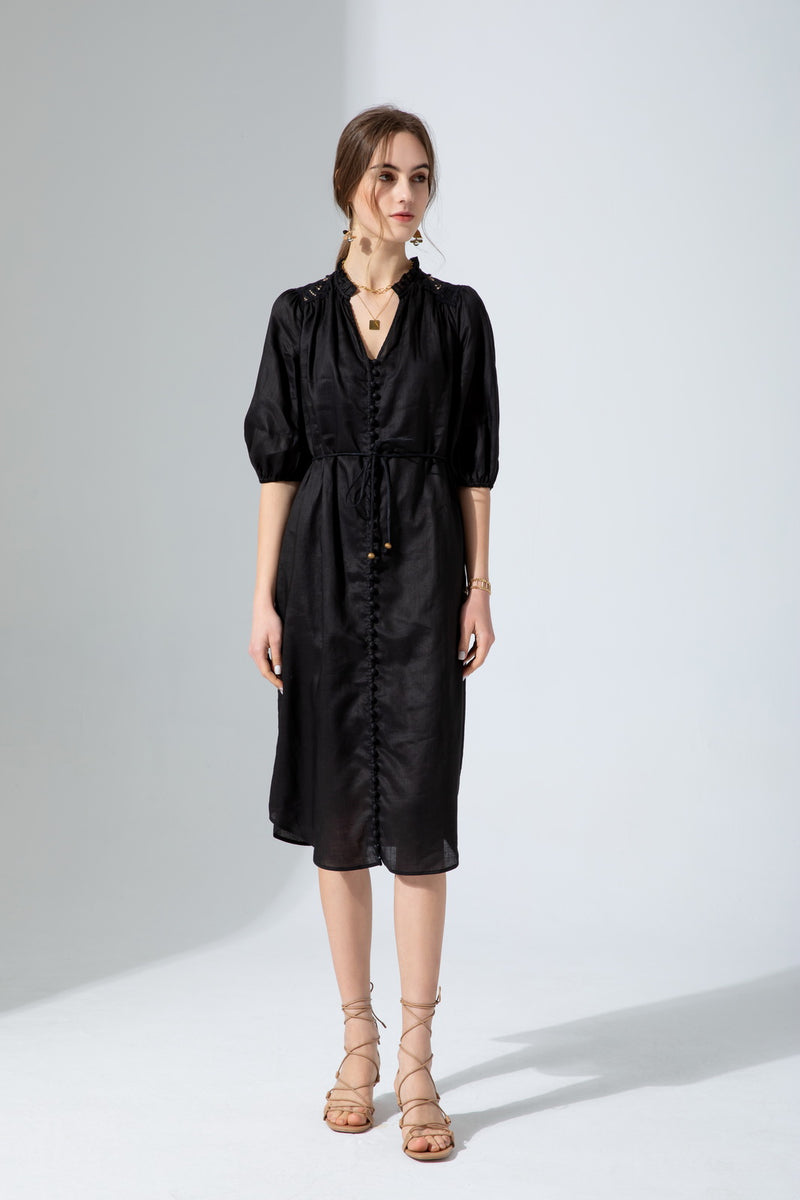 EDDA LINEN LACE DRESS