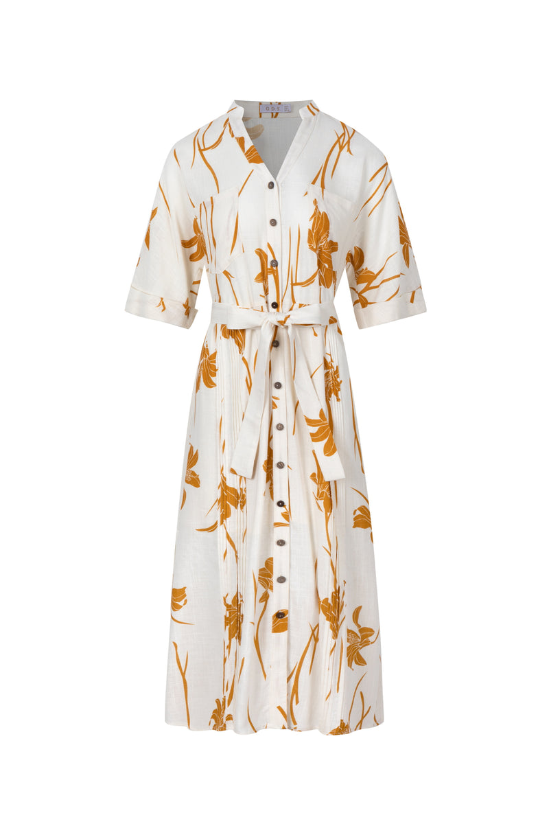 FLEUR V NECK LONG DRESS