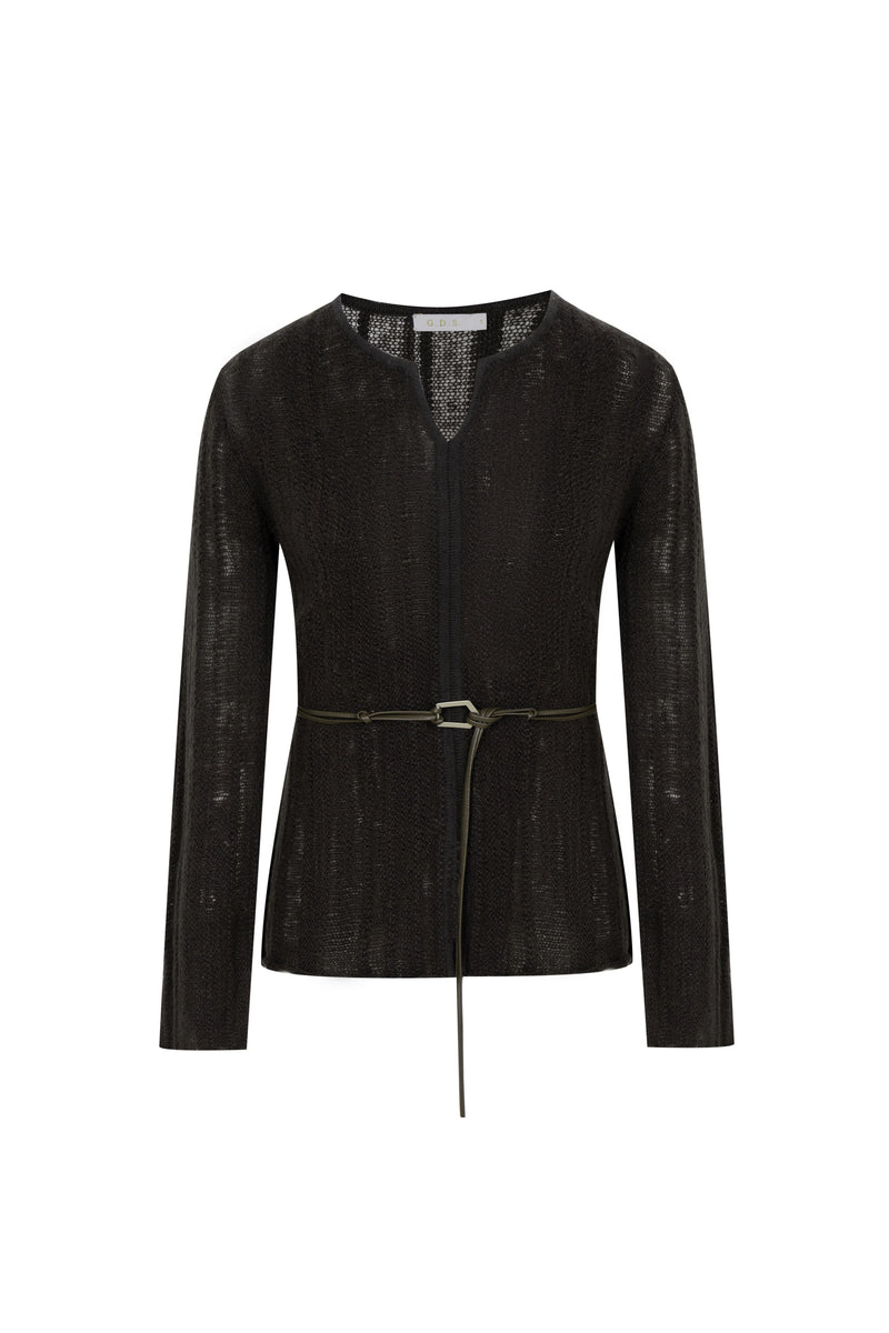 DAHLIA BELTED WOOL SWEATER