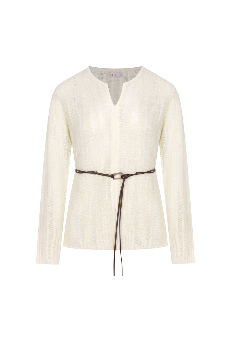 DAHLIA BELTED WOOL SWEATER