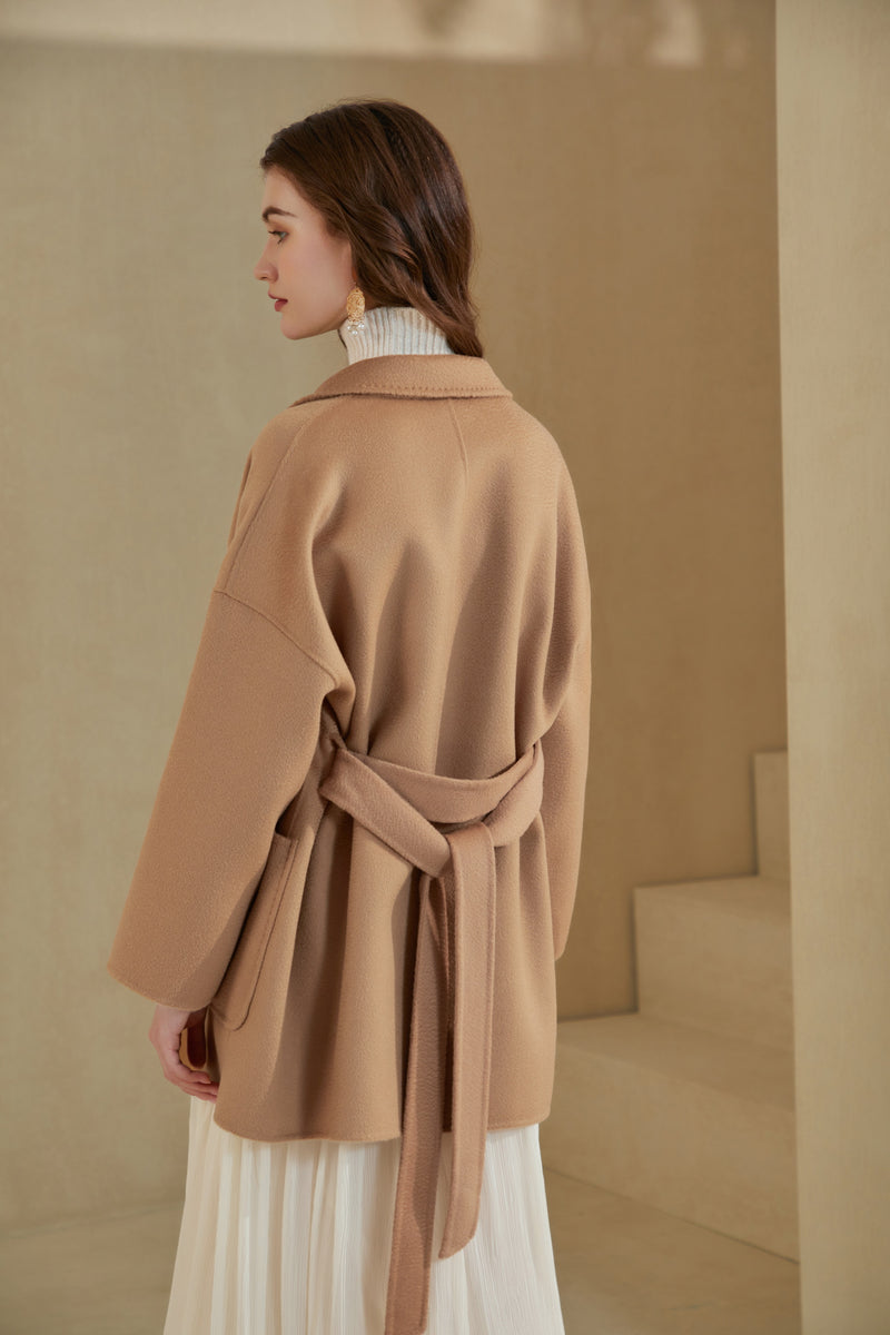 NOELLE MERINO WRAP SHORT COAT