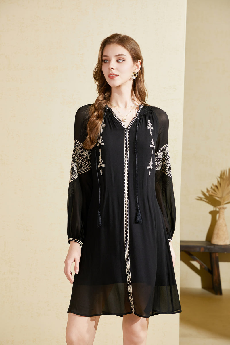 ISABELLA EMBROIDERED SHORT DRESS