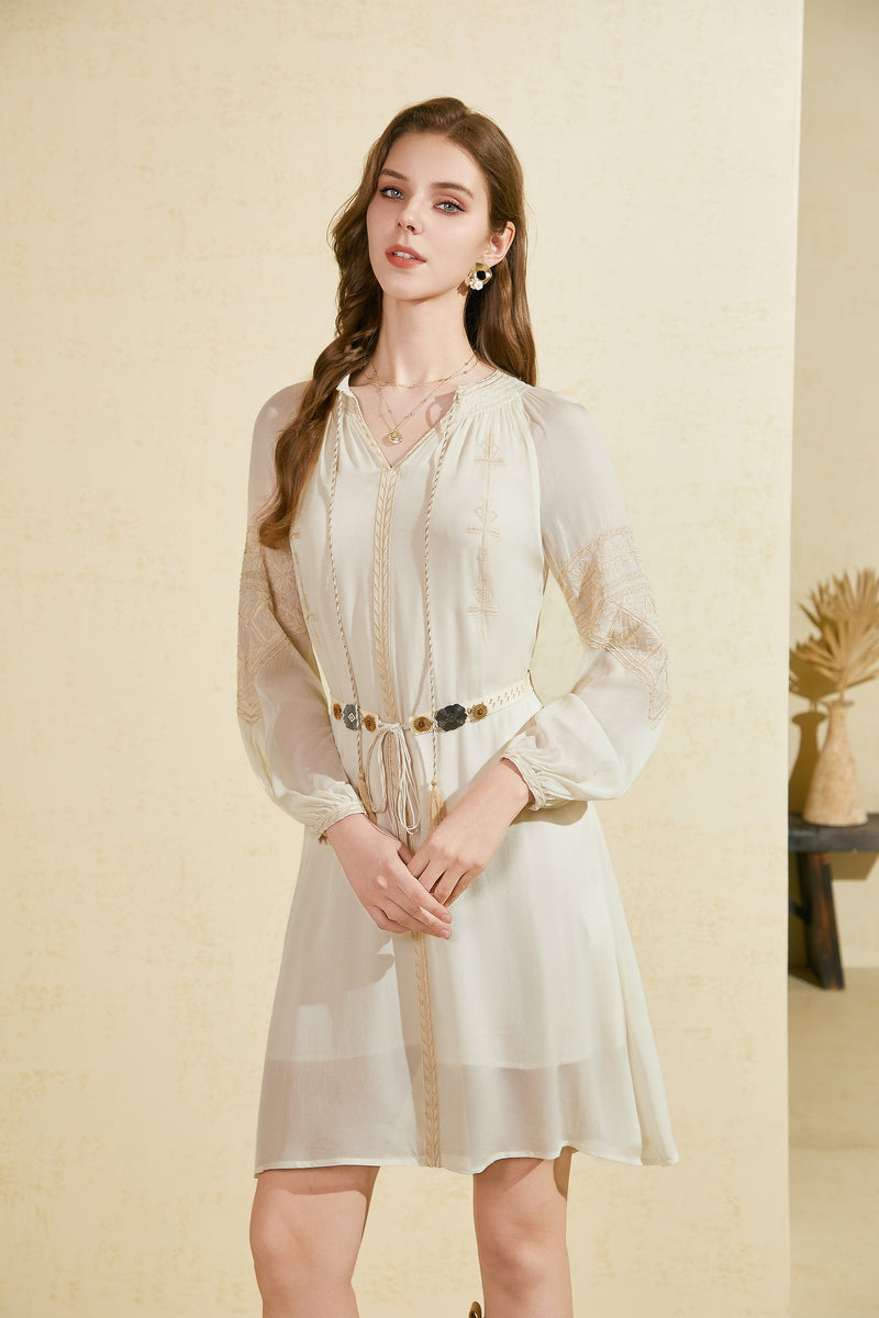 ISABELLA EMBROIDERED SHORT DRESS
