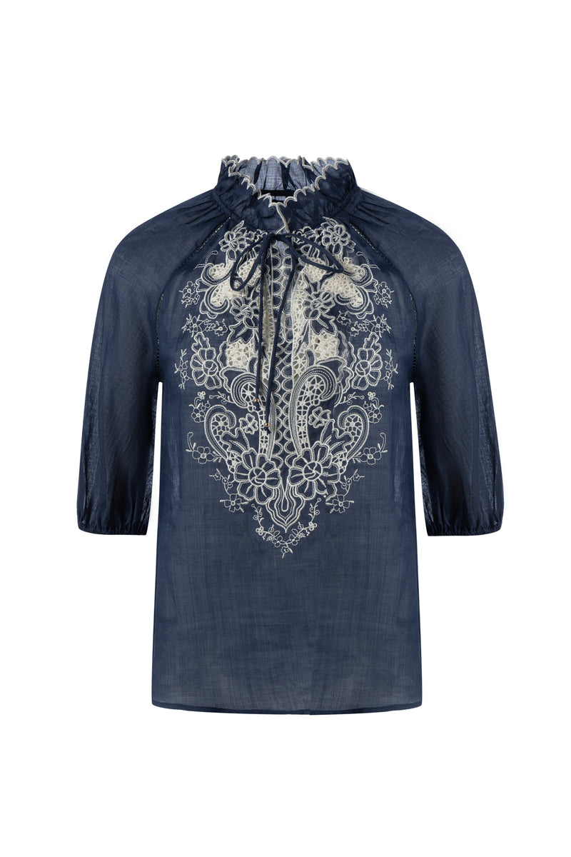 GENEVIEVE EMBROIDERED BLOUSE