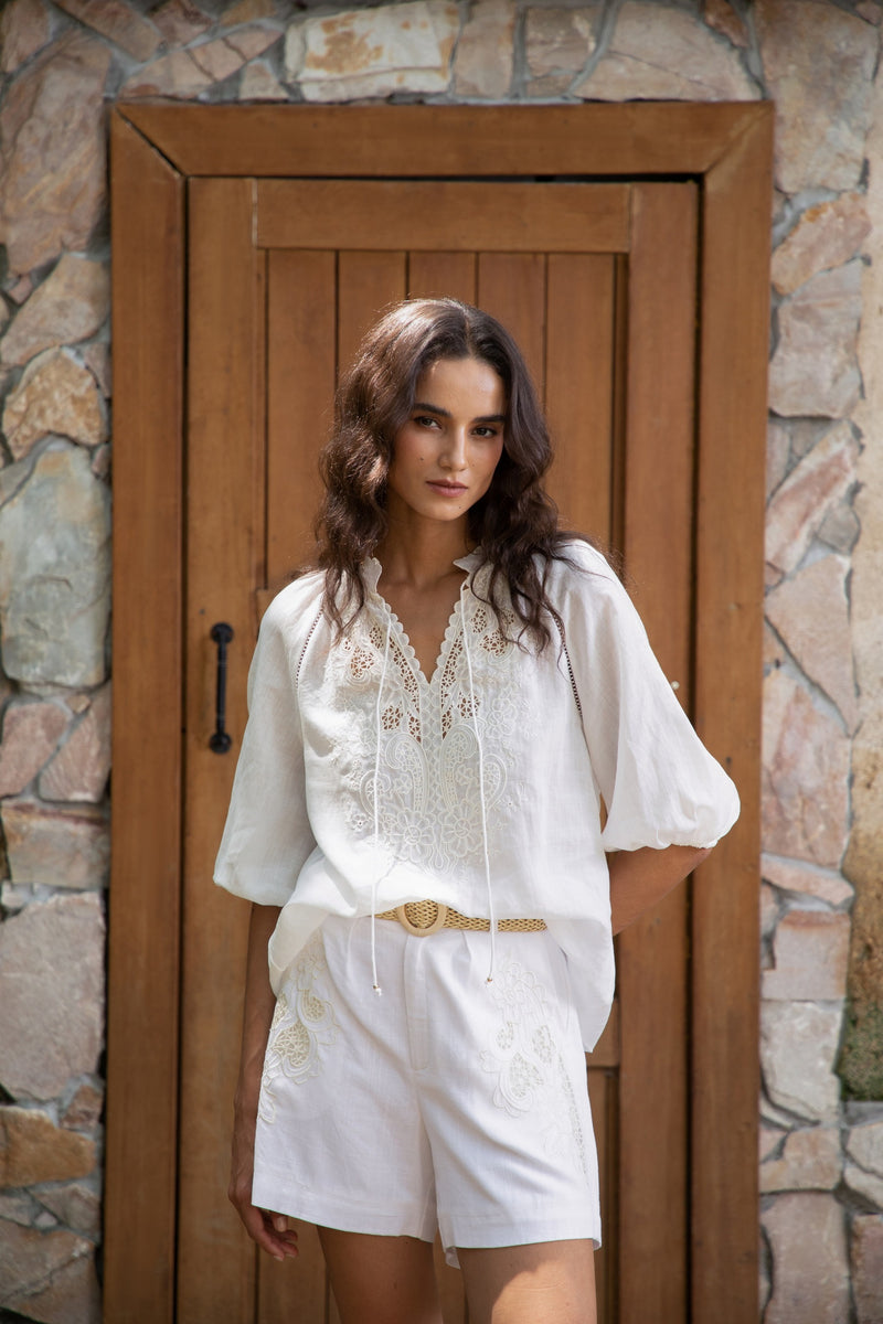 GENEVIEVE EMBROIDERED SHORTS